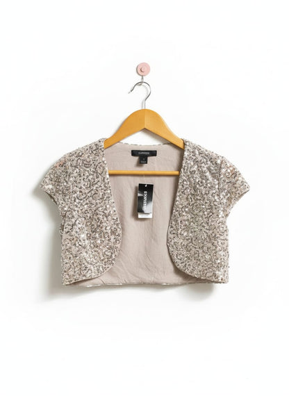 EXPRESS|S|BUST 15|CHAMPAGNE SEQUIN SHORT SLEEVE BOLERO