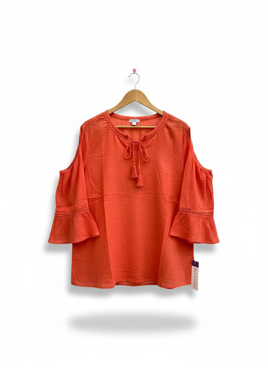 REBECCA MALONE |M|BUST 23| ORANGE OR CORAL COLD-SHOULDER TOP
