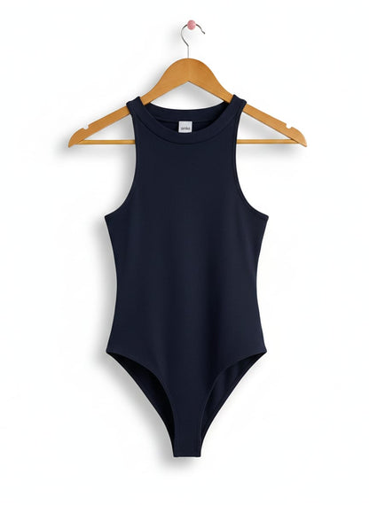 ANKO|S|BUST 12|NAVY BLUE HIGH-NECK RACERBACK BODYSUIT