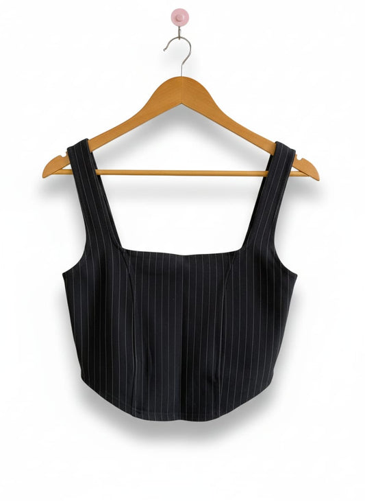 GLASSONS |S|BUST 15|BLACK PINSTRIPE BONED CORSET TOP