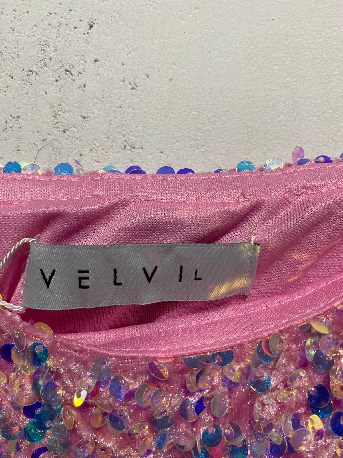 VELVI |L |BUST 16|PINK SEQUIN SPAGHETTI STRAP MINI DRESS