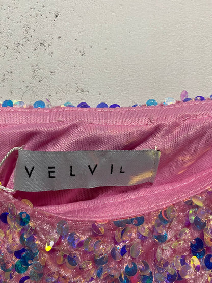 VELVI |L |BUST 16|PINK SEQUIN SPAGHETTI STRAP MINI DRESS