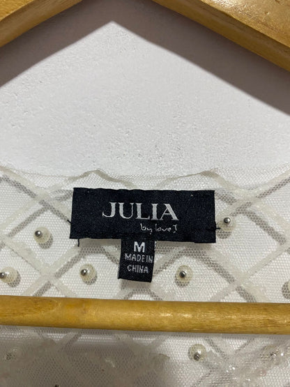 JULIA|M|BUST 17|WHITE SHEER BEADED CROP TOP
