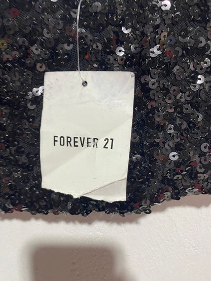FOREVER21|S|BUST 15|BLACK SEQUIN CROP TOP
