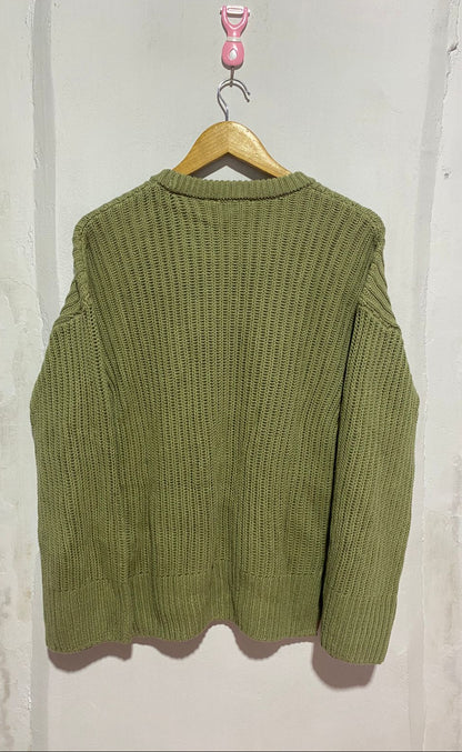 NAKD|S/M|BUST 18|OLIVE GREEN NA-KD RIBBED KNIT SWEATER