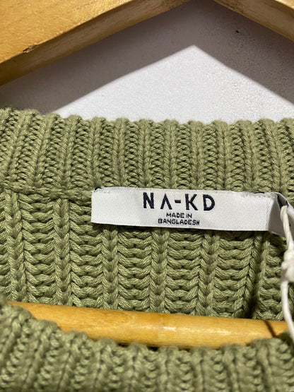 NAKD|S/M|BUST 18|OLIVE GREEN NA-KD RIBBED KNIT SWEATER