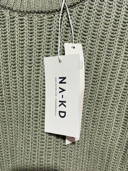 NAKD|S/M|BUST 18|OLIVE GREEN NA-KD RIBBED KNIT SWEATER
