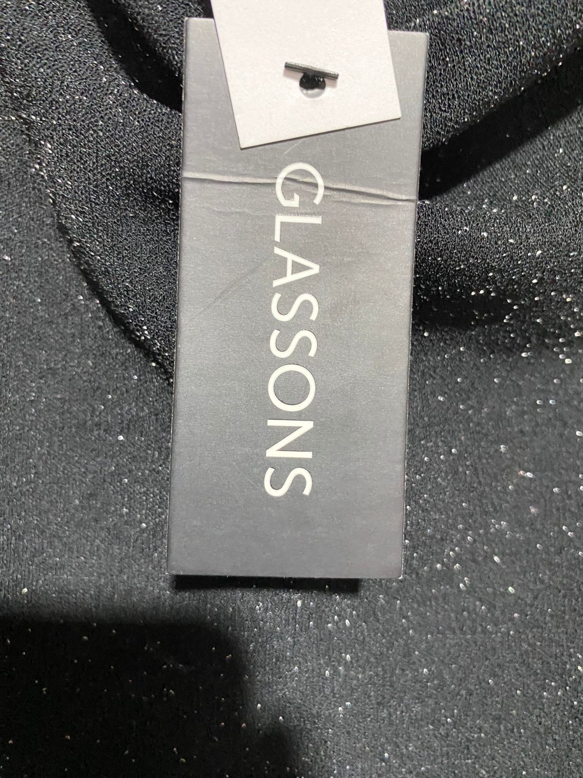 GLASSONS| S|BUST 15|BLACK GLITTER COWL NECK MIDI SLIP DRESS