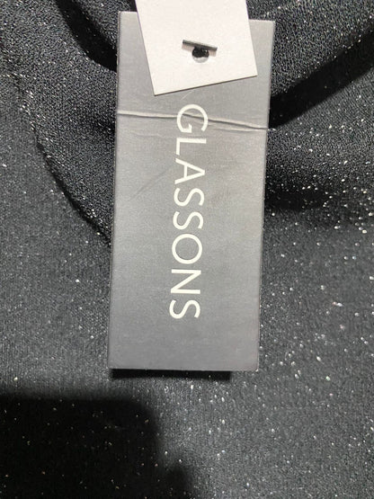 GLASSONS| S|BUST 15|BLACK GLITTER COWL NECK MIDI SLIP DRESS