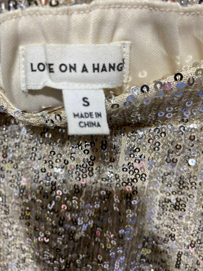 LOVE ON THE HANGER| S| WAIST 26|GOLD SEQUIN ELASTIC WAIST MINI SKIRT