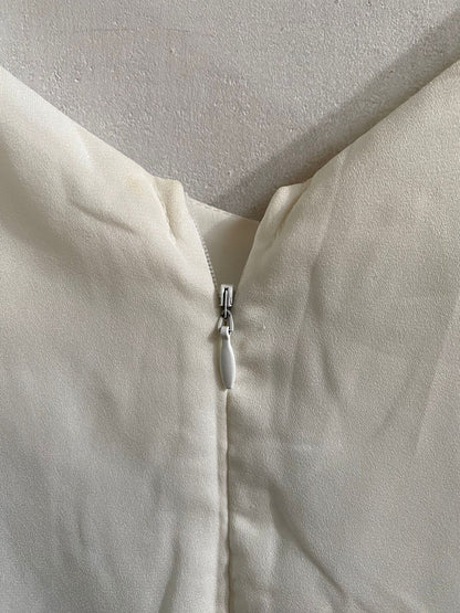 WHITE TOP BEIGE WIDE LEG JUMPSUIT| M |BUST 18