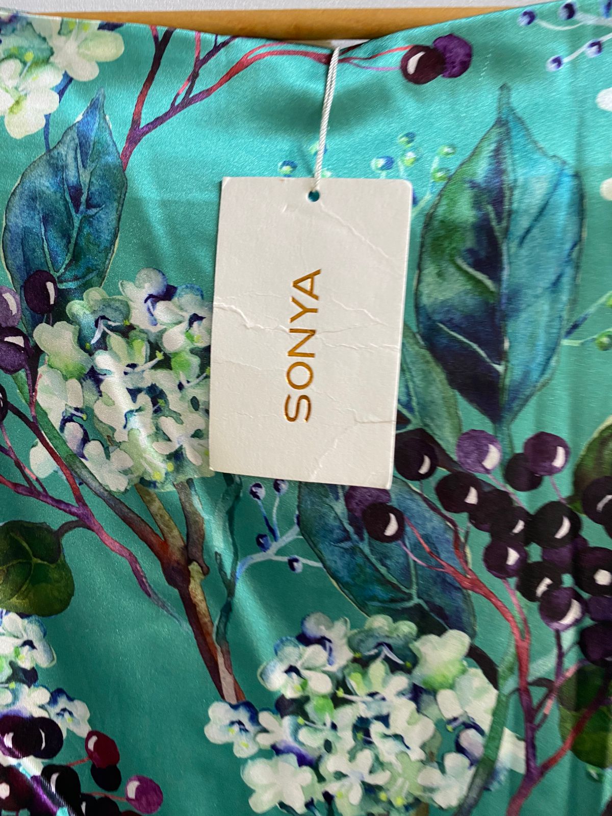 SONYA|M|BUST 14|TEAL FLORAL PRINT ASYMMETRICAL MIDI SLIP DRESS