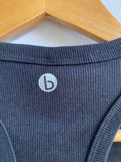 COTTON ON BODY|S|BUST 13| BLACK RIBBED RACERBACK CROP TOP