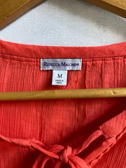 REBECCA MALONE |M|BUST 23| ORANGE OR CORAL COLD-SHOULDER TOP
