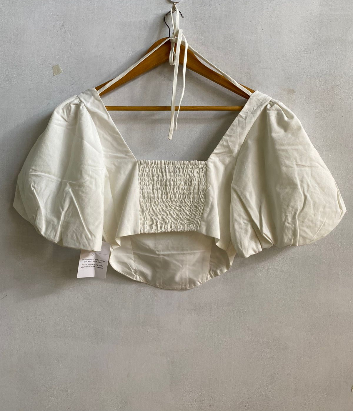 ST MRLO|M|BUST 15|WOMEN'S WHITE CORSET BLAOUSE WITH PUFF SLEEVES