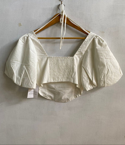 ST MRLO|M|BUST 15|WOMEN'S WHITE CORSET BLAOUSE WITH PUFF SLEEVES