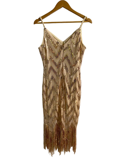 SHEIN|M|BUST 16| BEIGE OR CHAMPAGNE SEQUINED FRINGE MIDI DRESS
