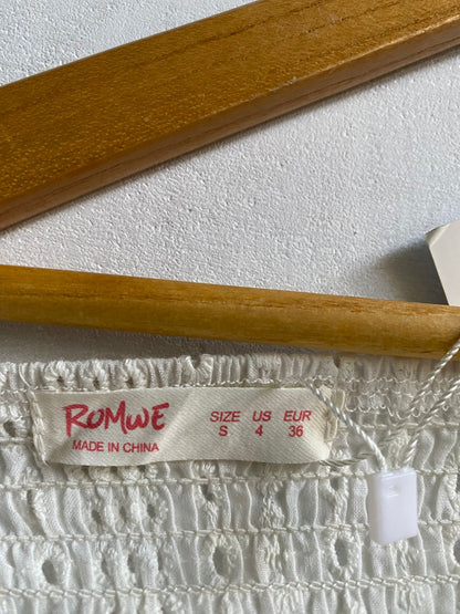 ROWME|S|BUST 13| White Eyelet Lace Drawstring Crop Top