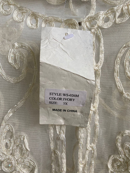 LISA|XL/XXL|BUST 24|Off-White Or Cream Sheer, Long-Sleeved Mesh Blouse