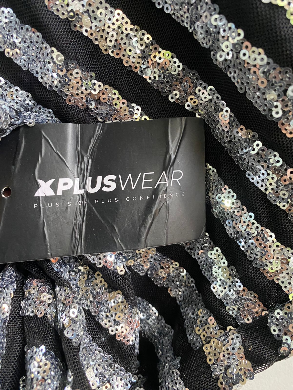 PLUS WEAR|FREE SIZE| BLACK AND SILVER SEQUINED STRIPED KAFTAN TOP