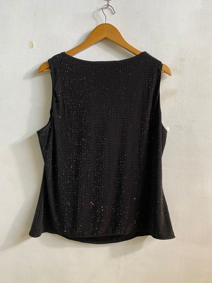 WHITE HOUSE BLACK MARKET|XL|BUST 21|BLACK SEQUIN COWL NECK SLEEVELESS TOP