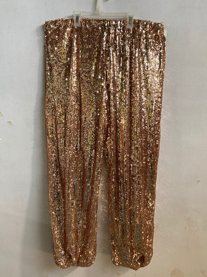 REBDOLLS|XXL|WAIST 38| ROSE GOLD SEQUIN JOGGERS WITH ELASTIC WAIST
