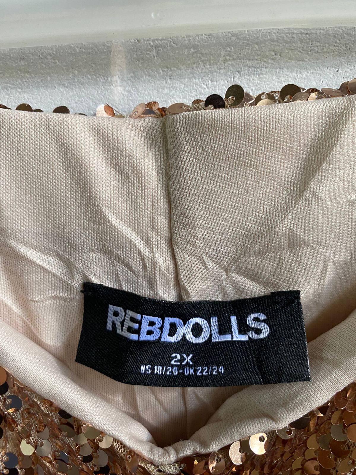 REBDOLLS|XXL|WAIST 38| ROSE GOLD SEQUIN JOGGERS WITH ELASTIC WAIST