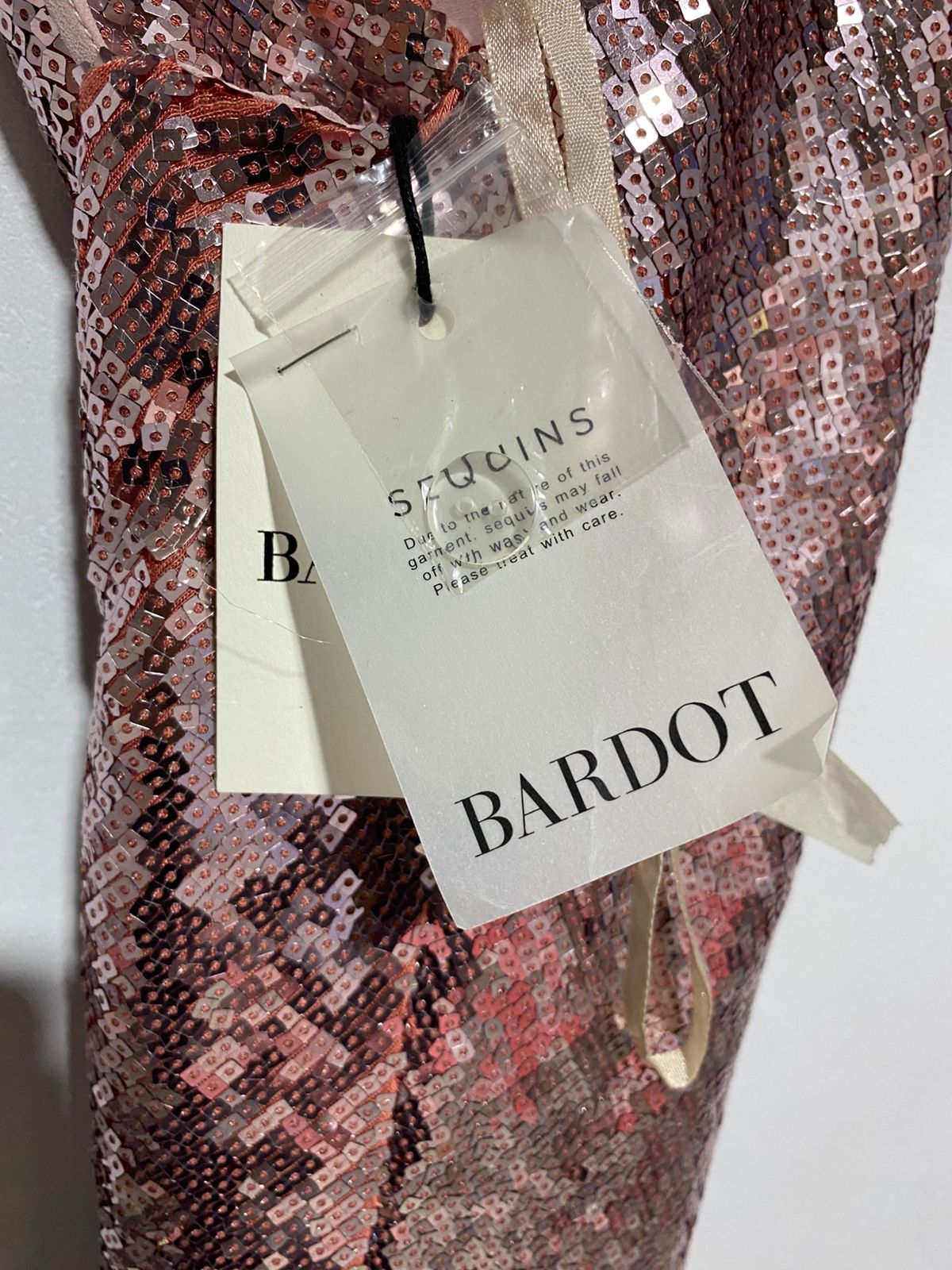 BARDOT|XS|BUST 12|SEQUIN GOWN IN ROSE GOLD