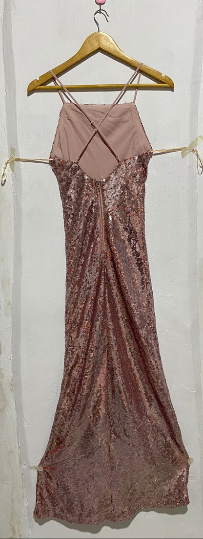 BARDOT|XS|BUST 12|SEQUIN GOWN IN ROSE GOLD