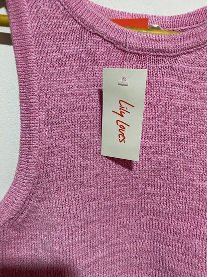 LILY LOVES|XS|PINK TEXTURED KNIT CROP TOP AND MIDI SKIRT CO-ORD SET