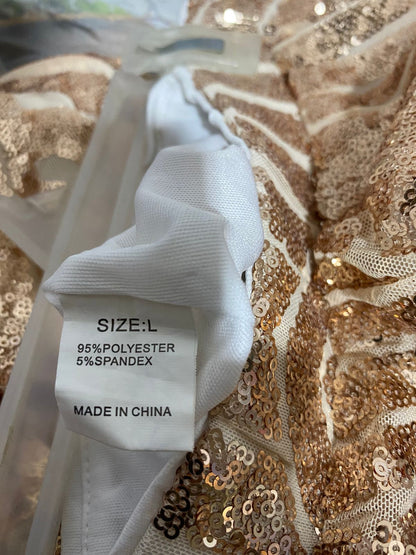 GOLD AND WHITE SEQUINED FLARE PANTS| M/L |WAIST 28