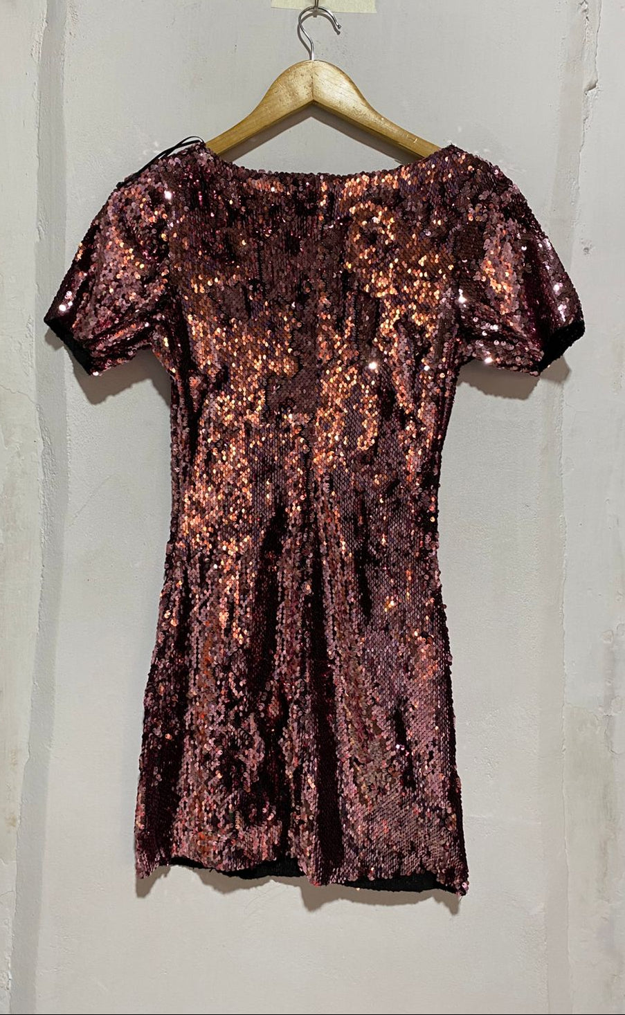 ZARA|S|BUST 15|PINK SEQUIN SWEETHEART NECKLINE MINI DRESS