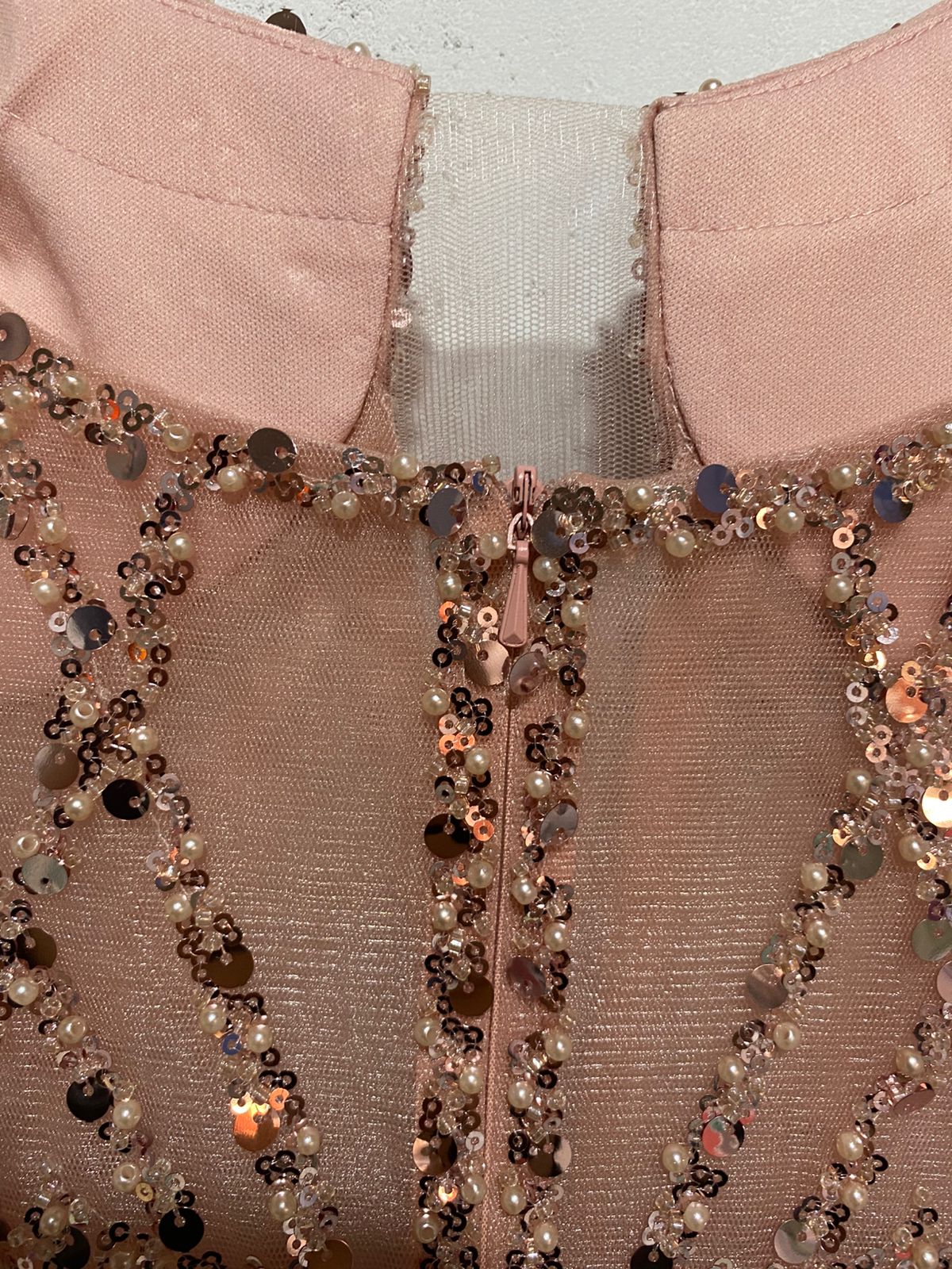 USTY PINK SEQUIN BEADED MERMAID GOWN| L |BUST 18