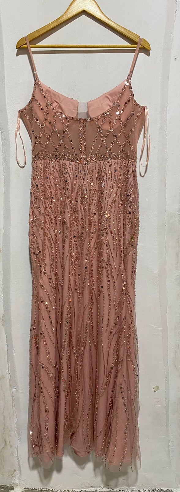 USTY PINK SEQUIN BEADED MERMAID GOWN| L |BUST 18