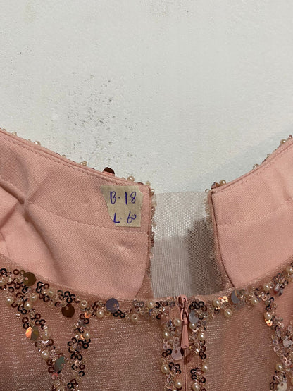 USTY PINK SEQUIN BEADED MERMAID GOWN| L |BUST 18