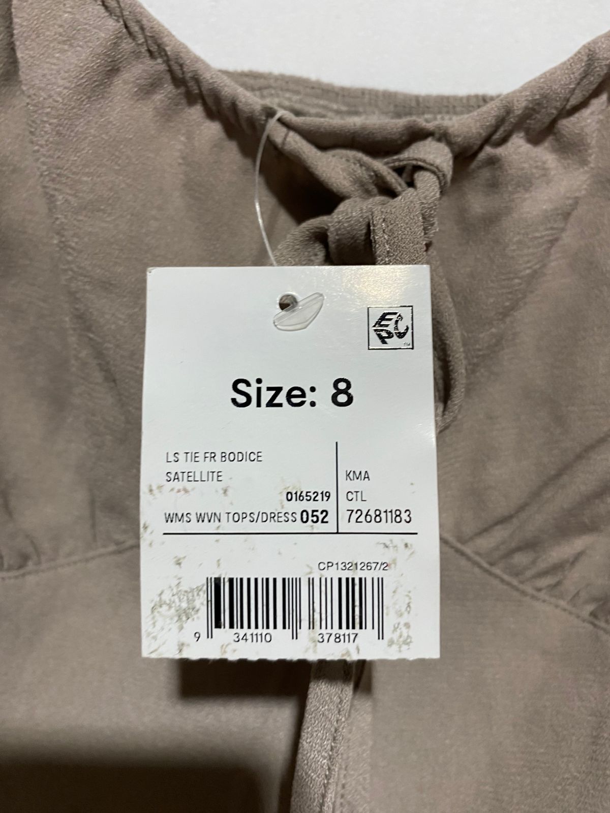 ANKO|S|BUST 13|TAUPE PUFF SLEEVE DRAWSTRING FRONT CROP TOP