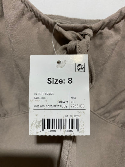 ANKO|S|BUST 13|TAUPE PUFF SLEEVE DRAWSTRING FRONT CROP TOP