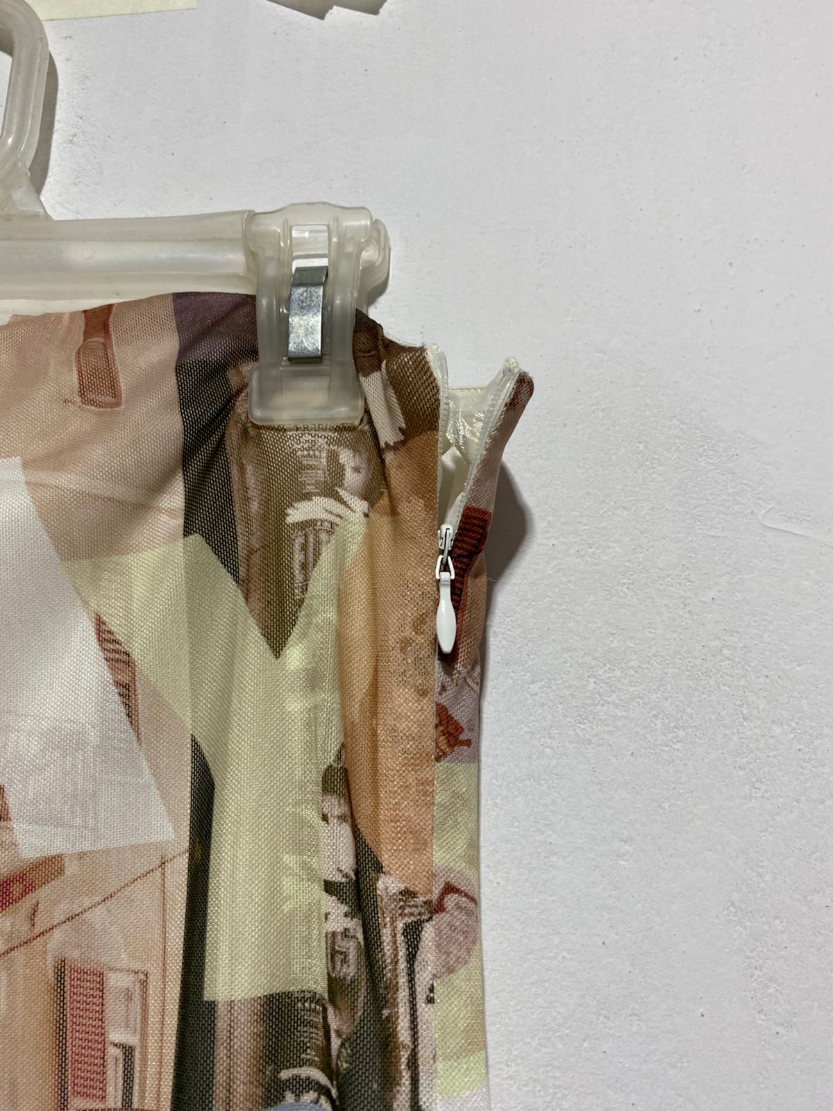 PEPPERMAYO|XS|BUST 13|"ROMA" ARCHITECTURAL PRINT STRAPLESS MESH MAXI DRESS