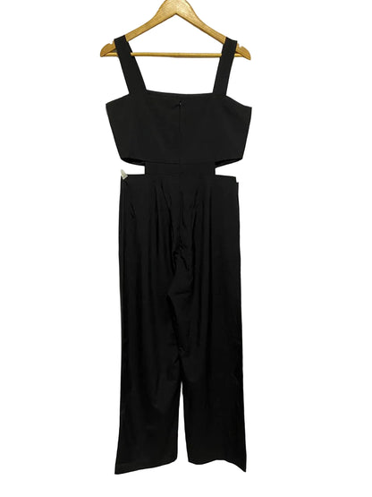NNINE|L|BUST 17|BLACK WIDE-LEG JUMPSUIT WITH SIDE CUTOUTS