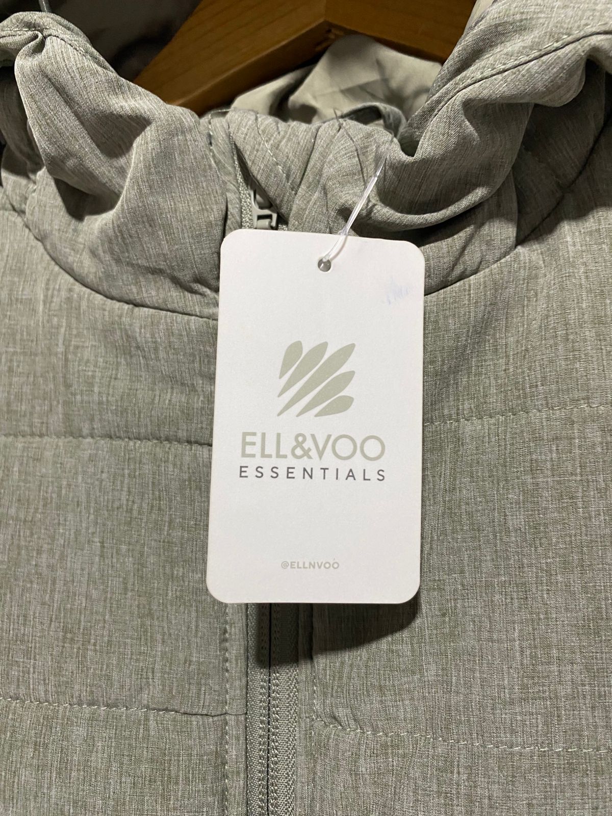 ELL&VOO|XS/S|BUST 18| Khaki Green Hooded Insulated Vest