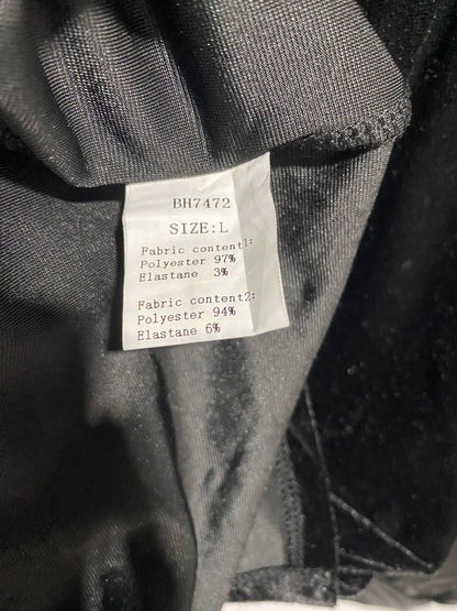 BLACK VELVET AND SATIN MINI DRESS WITH PUFF SLEEVES|L|BUST 16