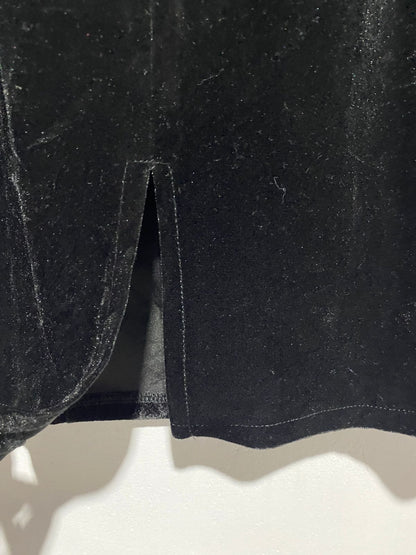 BLACK VELVET AND SATIN MINI DRESS WITH PUFF SLEEVES|L|BUST 16