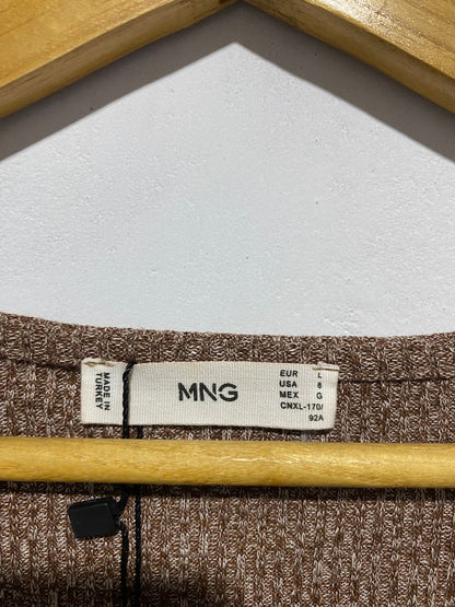 MNG|M|BUST 17|LONG SLEEVE SQUARE NECK RIBBED MIDI DRESS