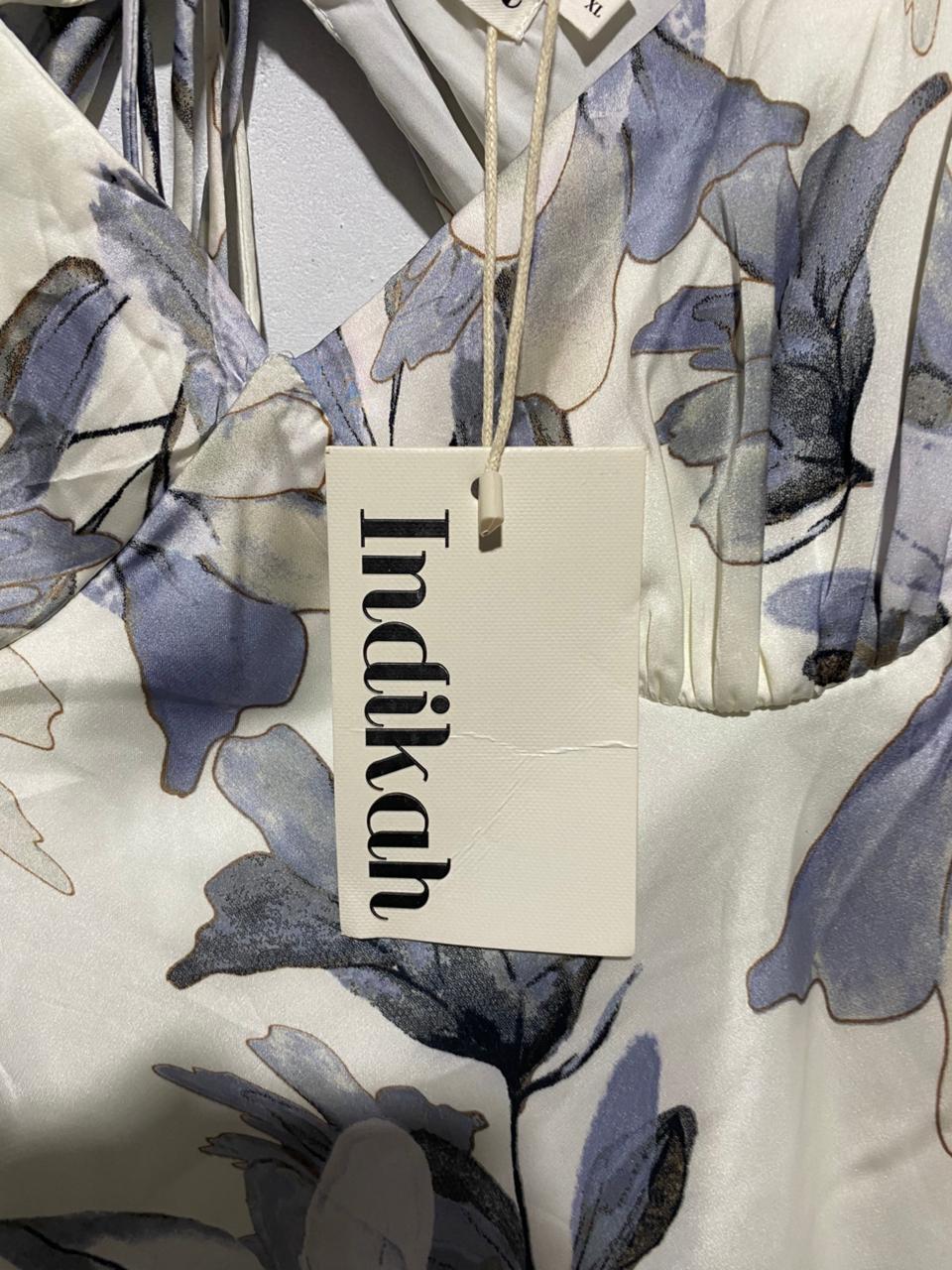 INDIKAH|L/XL|BUST 16| FLORAL PUFF SLEEVE MIDI DRESS