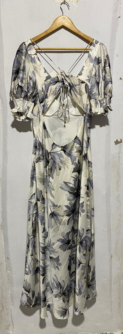 INDIKAH|L/XL|BUST 16| FLORAL PUFF SLEEVE MIDI DRESS