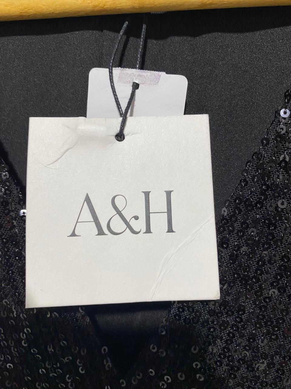 ATMOS & HERE|S/M|BUST 14|BLACK SEQUIN SLEEVELESS WRAP MINI DRESS