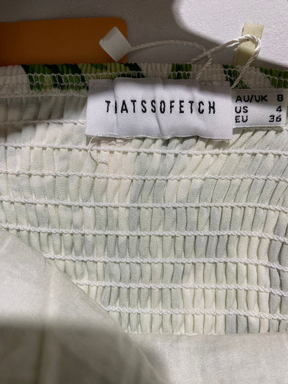 THATS SOFETECH|S |BUST 13| GREEN FLORAL PUFF SLEEVE CROP TOP