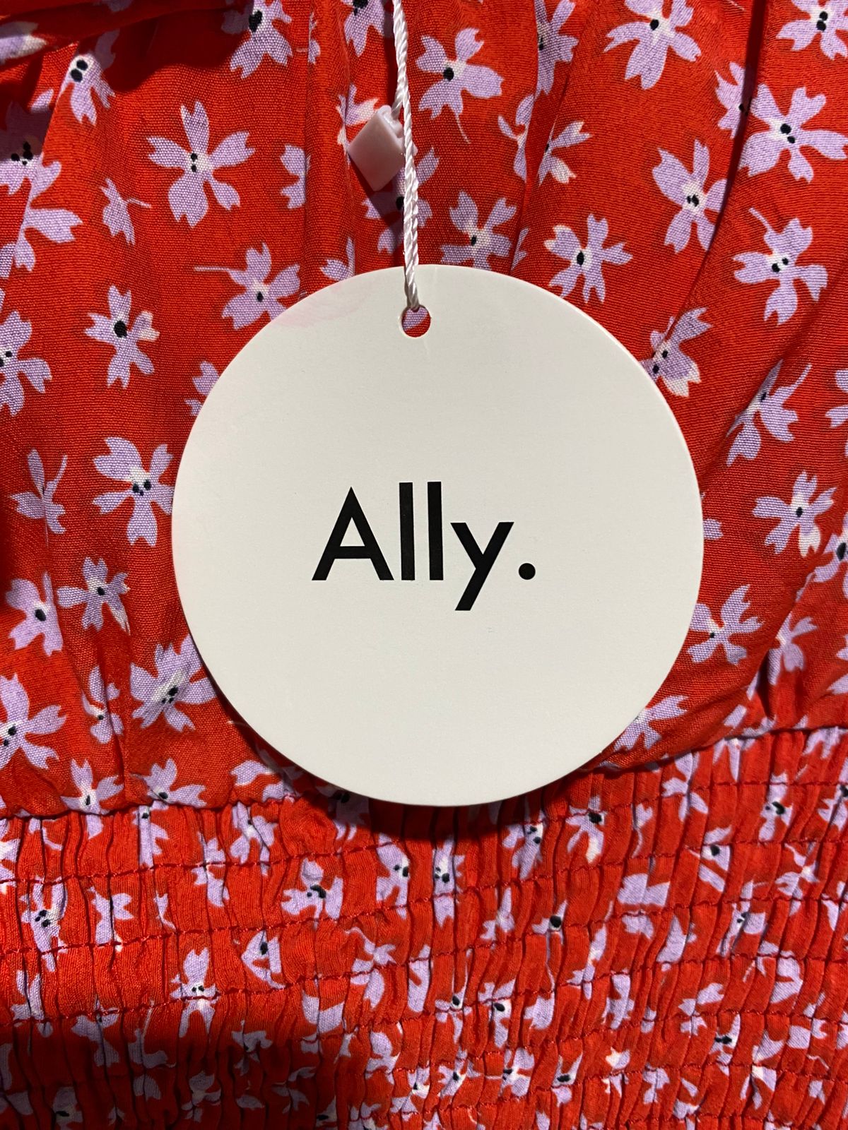 ALLY|S|BUST 14|RED DITSY FLORAL SHORT SLEEVE BODYSUIT