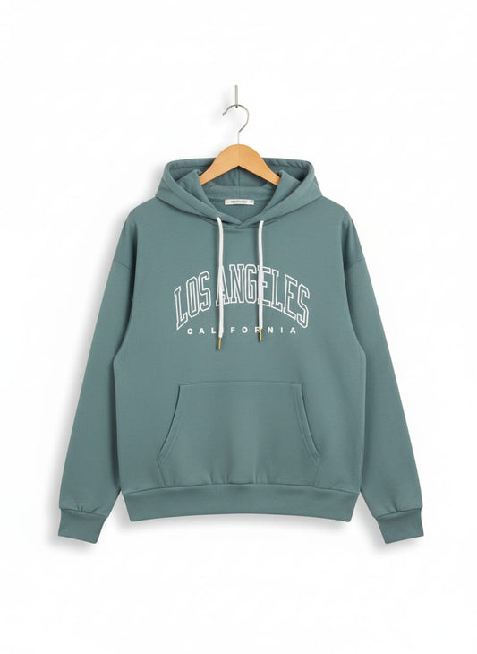 SHEIN | M|BUST 22|TEAL BLUE "LOS ANGELES CALIFORNIA" GRAPHIC PRINT HOODIE