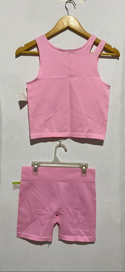 ANKO ACTIVE|SMALL|PINK SEAMLESS RIBBED ACTIVEWEAR SET